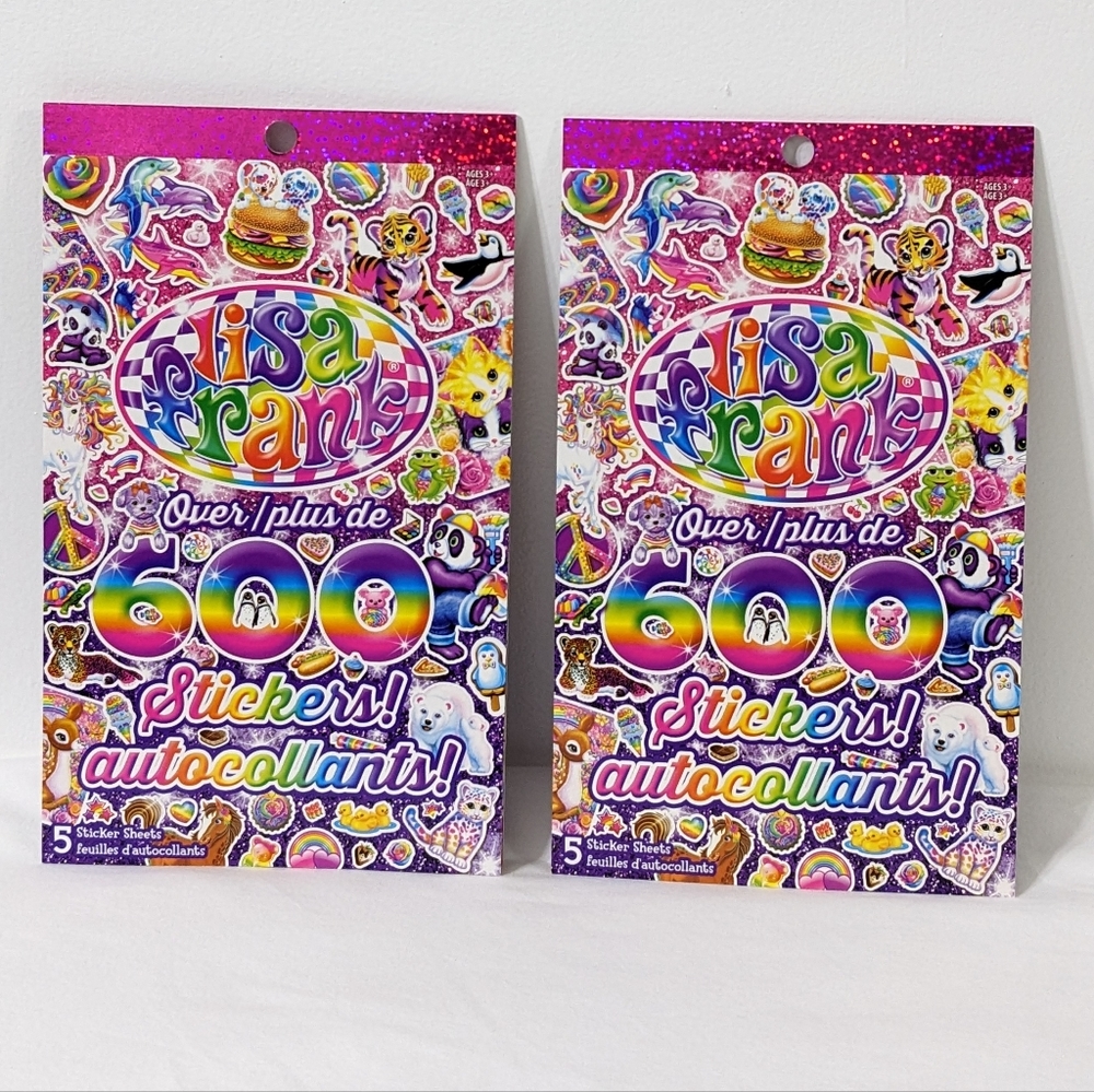 Lisa Frank Over 600 Stickers! Autocollants!, Set of 2, 5 Sticker Sheets On Each